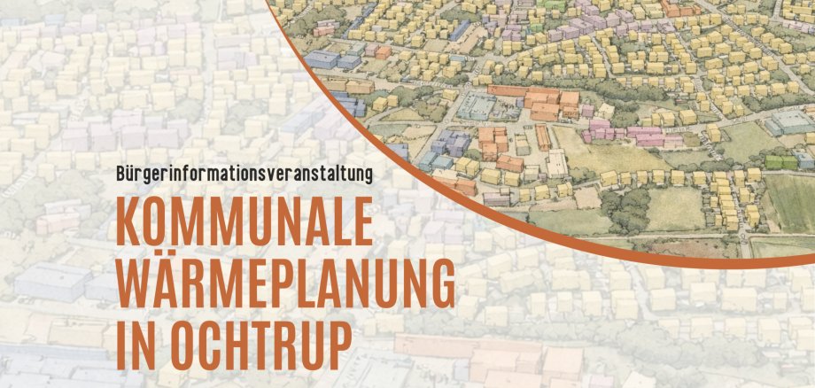 Sie sehen: Ein Plakat mit der Grafik einer Luftaufnahme von Ochtrup