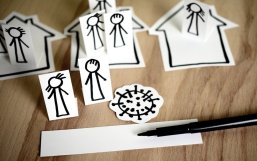 Illustration Personen und Virus