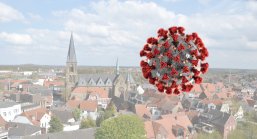 Panoramabild von Ochtrup mit Coronavirus