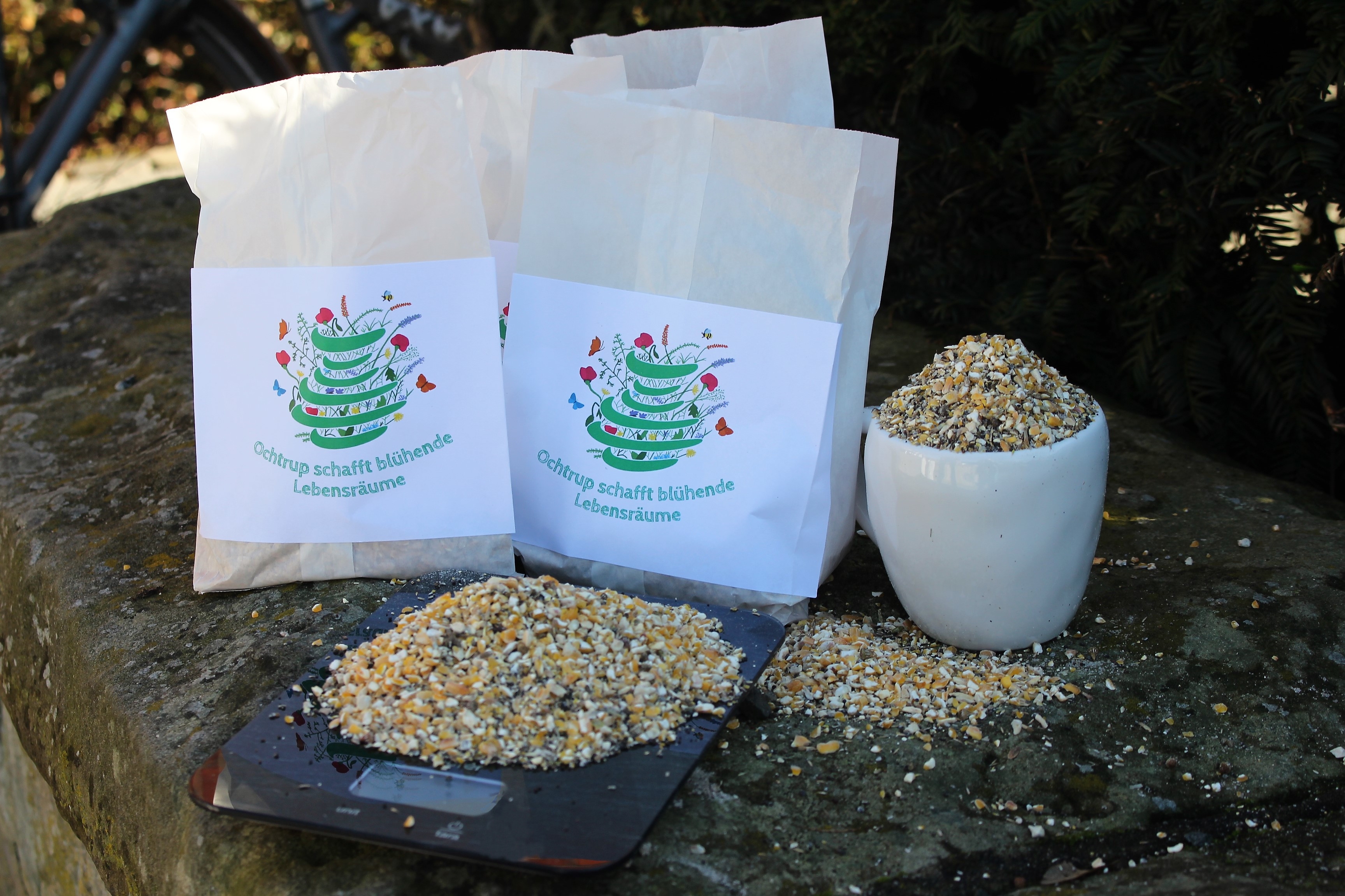 Sie sehen: Saatgut in Tüten und Schälchen