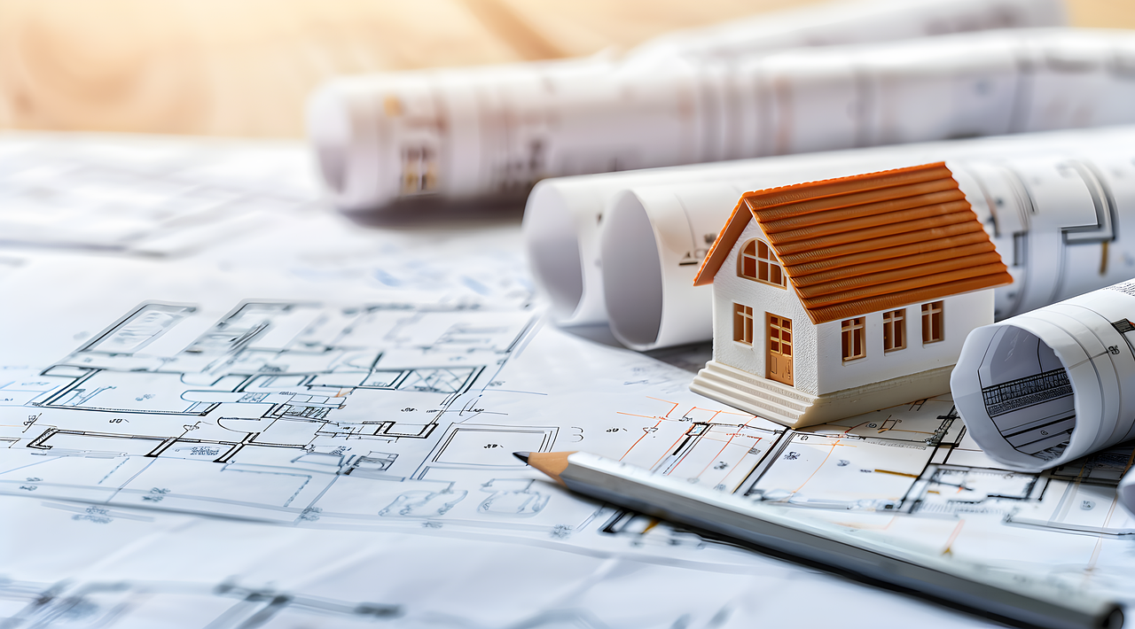 Sie sehen: Pläne mit einem Modellhaus