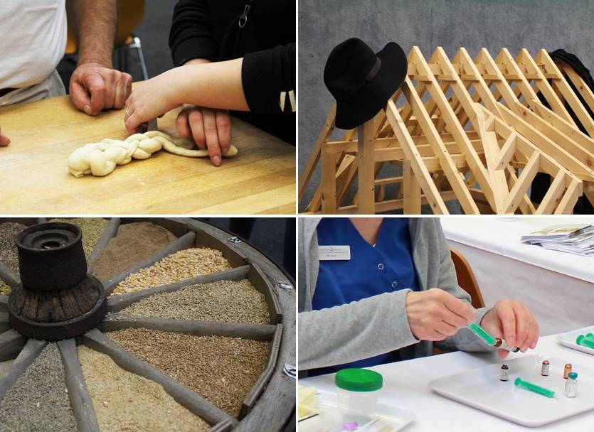 Collage mit Symbolbildern aus Handwerk und Dienstleistung