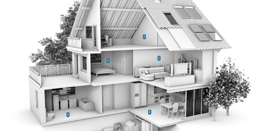 Sie sehen: die Skizze eines Hauses im Längsschnitt mit Innenräumen